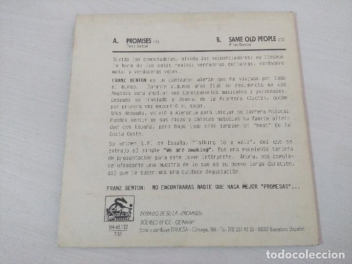 Discos de vinilo: FRANZ BENTON/PROMISES/SINGLE. - Foto 3