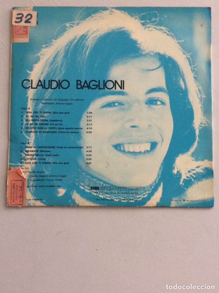 Discos de vinilo: Claudio Baglioni. Amor bello. - Foto 2