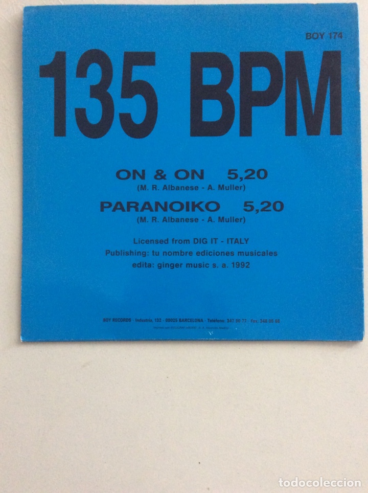 Discos de vinilo: 135 BPM. On & on. Paranoiko. - Foto 2