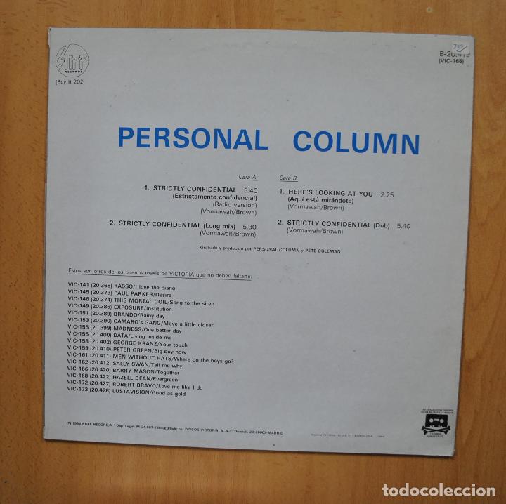 Discos de vinilo: PERSONAL COLUMN - STRICTLY CONFIDENTIAL - MAXI - Foto 2