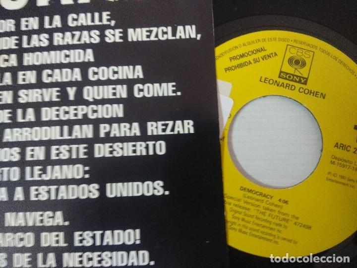 Discos de vinilo: LEONARD COHEN/DEMOCRACY/SINGLE PROMOCIONAL. - Foto 2