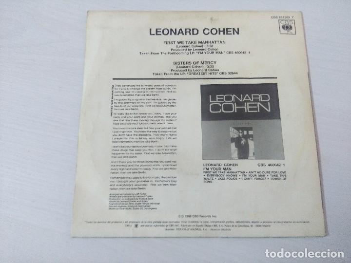 Discos de vinilo: LEONARD COHEN/FIRST WE TAKE MANHATTAN/SINGLE PROMOCIONAL. - Foto 3