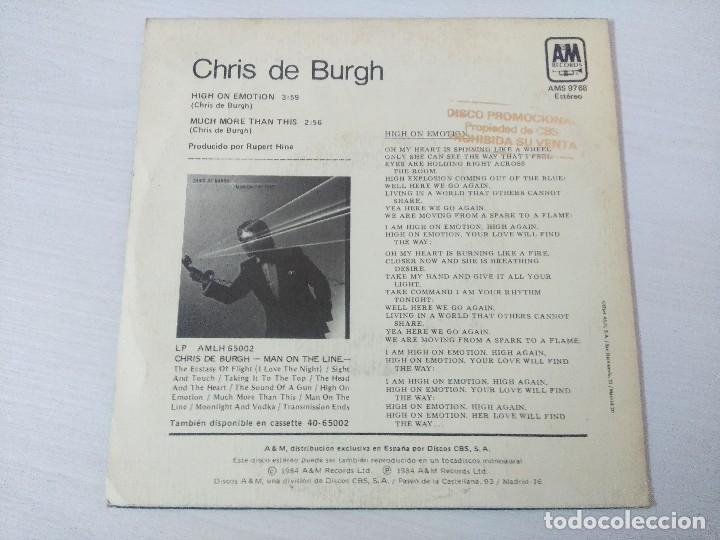 Discos de vinilo: CHRIS DE BURGH/HIGH ON EMOTION/SINGLE. - Foto 3