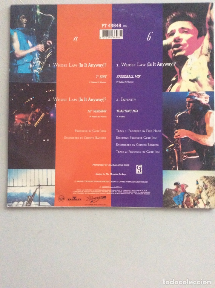Discos de vinilo: Guru Josh whose law. (Is it anyway). - Foto 2