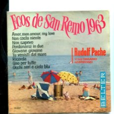 Discos de vinilo: ECOS DE SAN REMO 1963. RUDOLF PACHE ORGANO HAMMOND. BELTER 1963. EP RARO