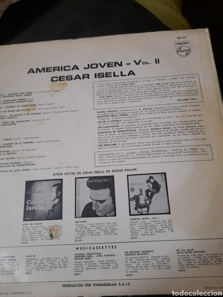 Discos de vinilo: Vinilo, C&eacute;sar Isella, Am&eacute;rica joven - Foto 2