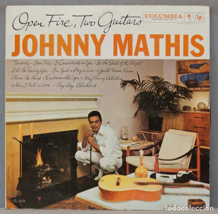 Discos de vinilo: LP. Johnny Mathis. Open Fire, Two Guitars - Foto 1
