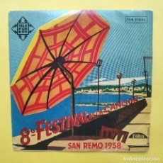 Disques de vinyle: EP ESPAÑOL - 8º FESTIVAL DE LA CANCION - SAN REMO 1958. Lote 341074528