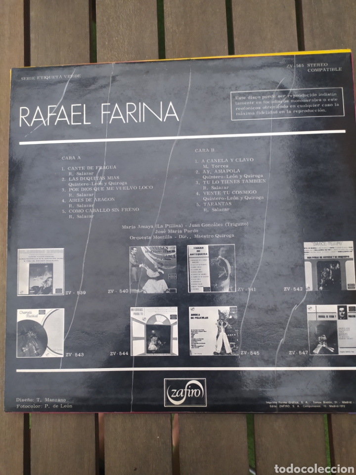 Discos de vinilo: LP Rafael Farina - Foto 2