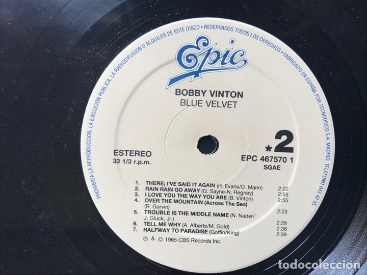 Discos de vinilo: Bobby Vinton. Blue Velvet - Foto 4