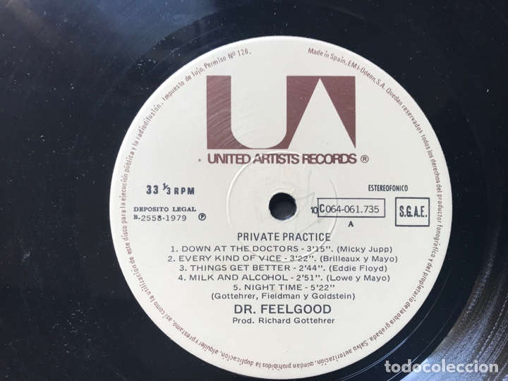 Discos de vinilo: Dr. Feelgood. Pr&iacute;vate practise - Foto 3