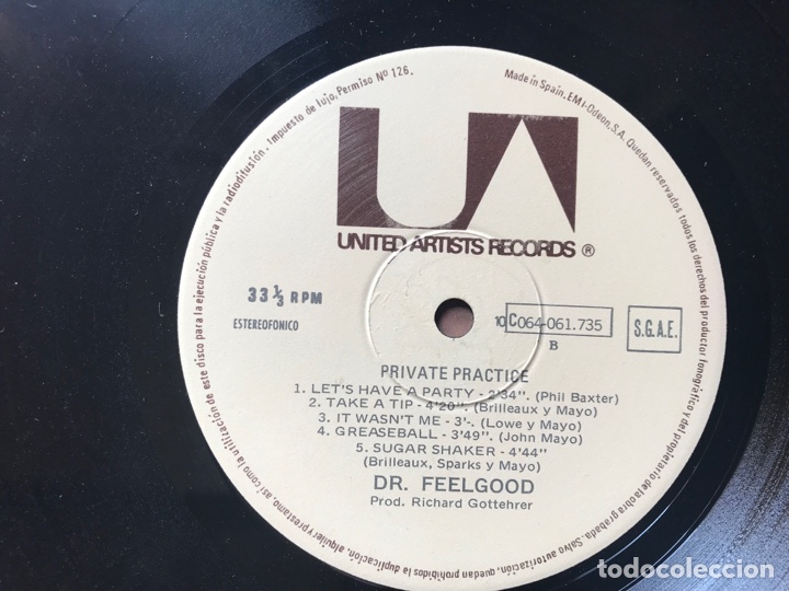 Discos de vinilo: Dr. Feelgood. Pr&iacute;vate practise - Foto 4