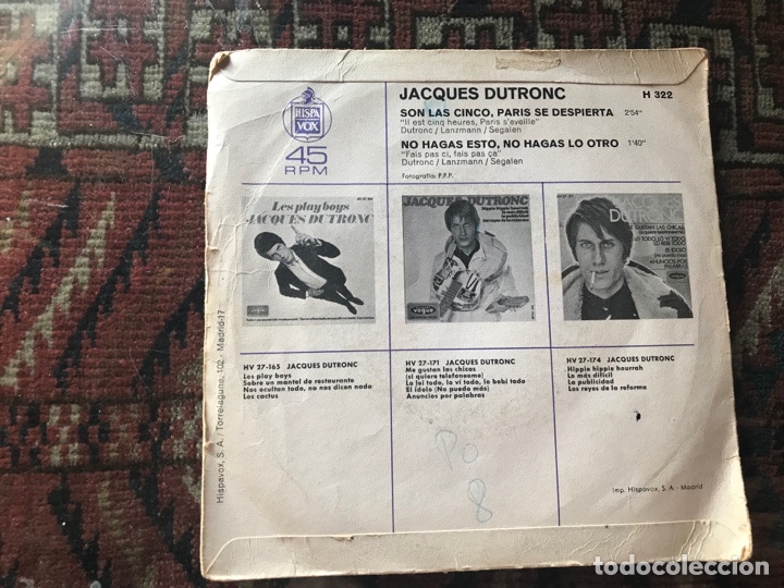 Discos de vinilo: Jacques Dutronc. Son las cinco, Par&iacute;s se despierta. - Foto 2