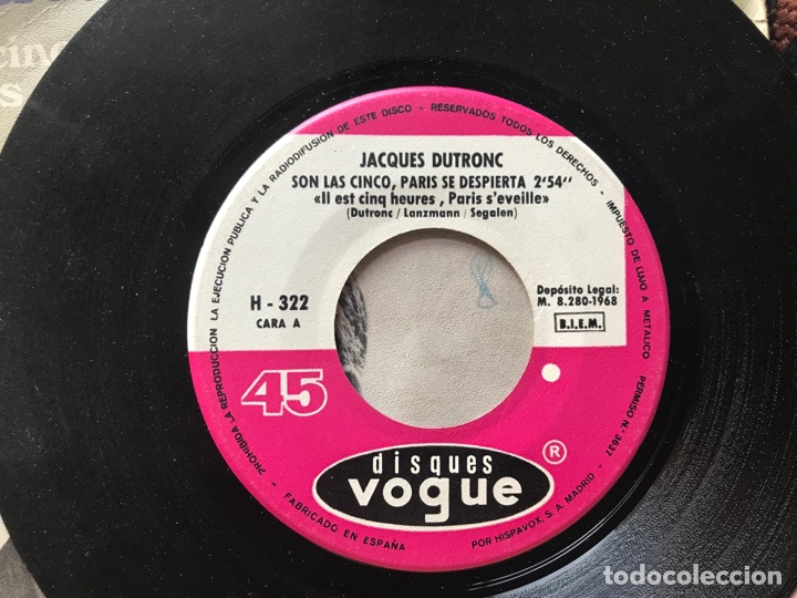 Discos de vinilo: Jacques Dutronc. Son las cinco, Par&iacute;s se despierta. - Foto 3