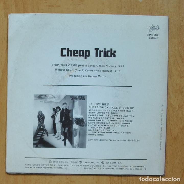 Discos de vinilo: CHEAP TRICK - STOP THIS GAME - PROMO SINGLE - Foto 2
