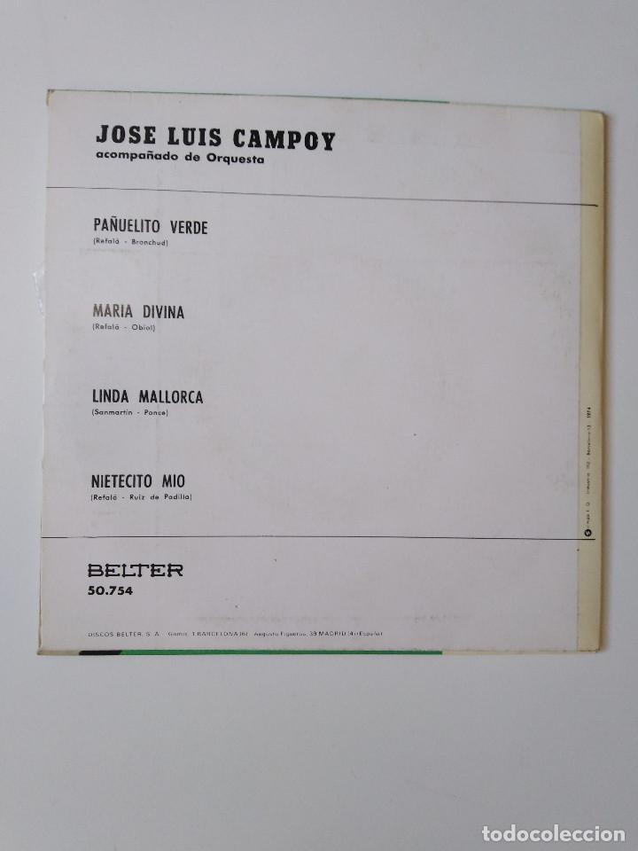Discos de vinilo: Single Jose Luis Campoy acompa&ntilde;ado de Orquesta - Foto 2