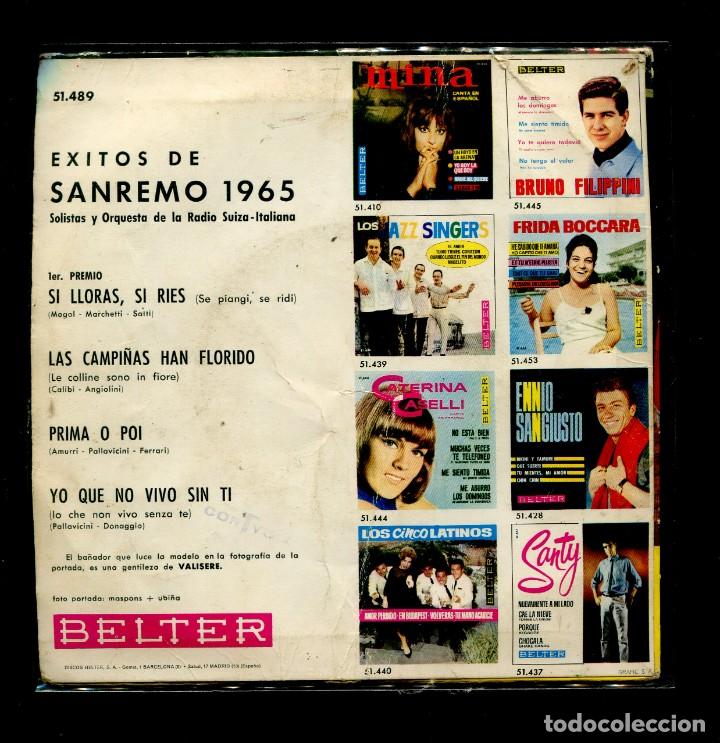 Discos de vinilo: exitos san remo 1965. belter ep . raro disco - Foto 2