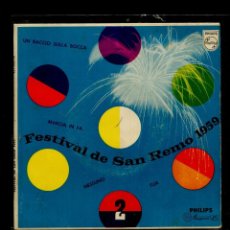 Dischi in vinile: FESTIVAL DE SAN REMO 1959 . PHILIPS 1959. EP MUY RARO SPAIN