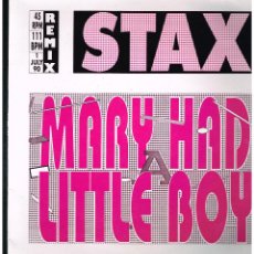Discos de vinilo: STAX - MARY HAD A LITTLE BOY - MAXI SINGLE 1990 - SOLO PORTADA, SIN VINILO. Lote 341965353