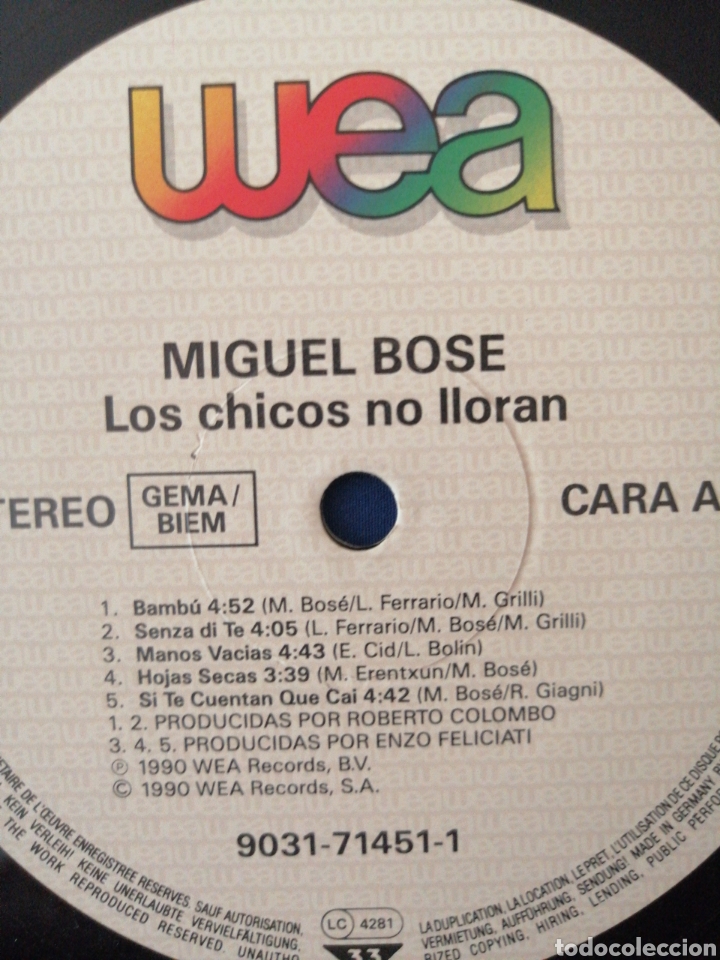 Discos de vinilo: MIGUEL BOSE - LOS CHICOS NO LLORAN - Foto 5