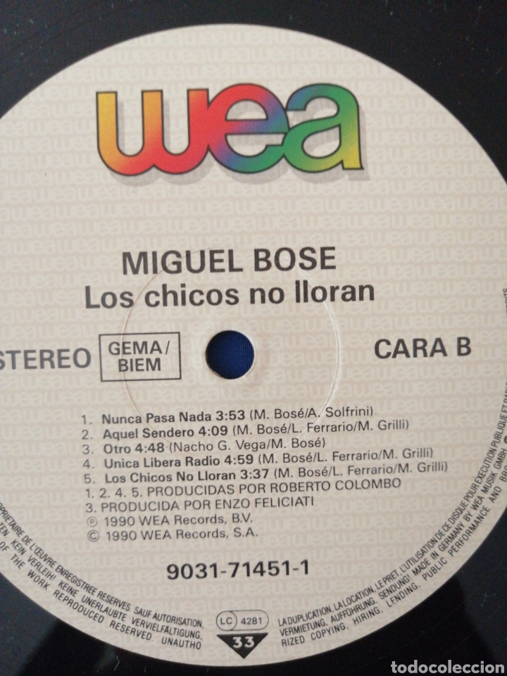 Discos de vinilo: MIGUEL BOSE - LOS CHICOS NO LLORAN - Foto 6