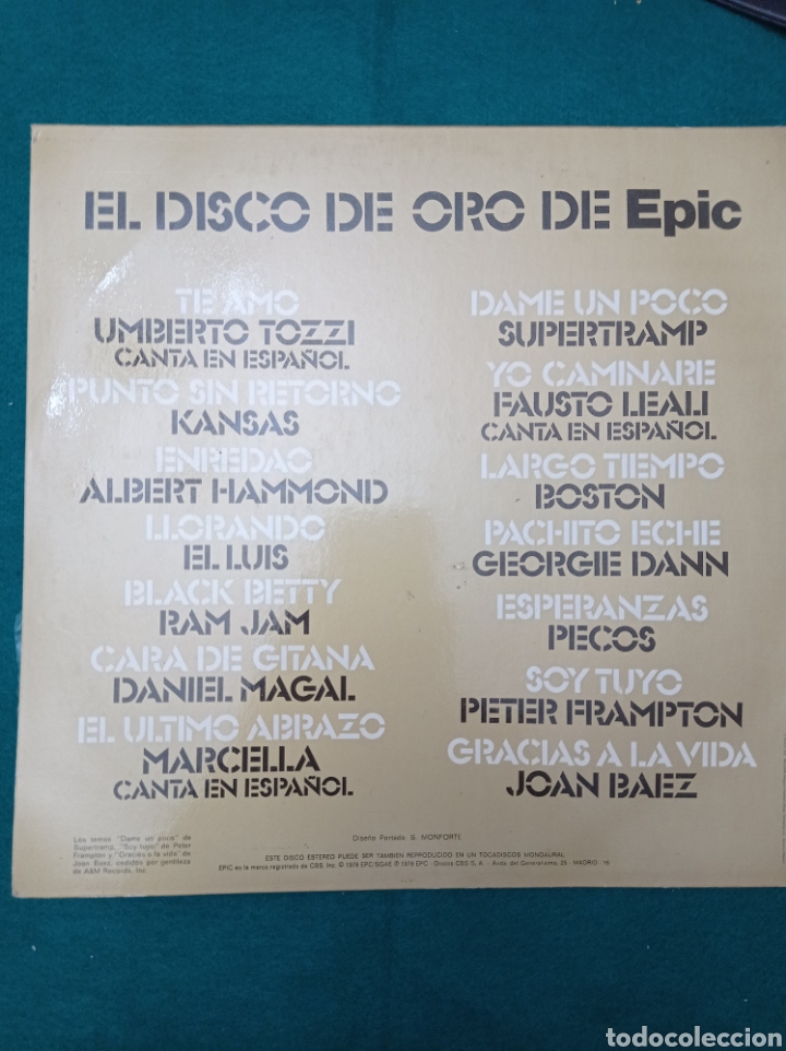 Discos de vinilo: DISCO VINILO LP , EL DISCO DE ORO DE EPIC , 1978 - Foto 2