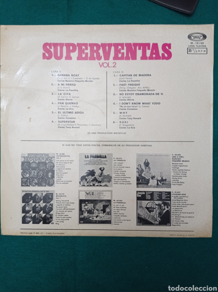 Discos de vinilo: DISCO VINILO LP , SUPERVENTAS VOL.2 1971 - Foto 2