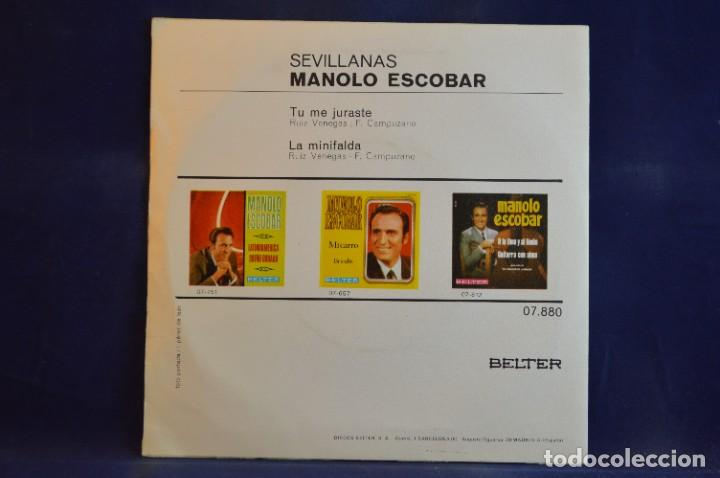 Discos de vinilo: MANOLO ESCOBAR - SEVILLANAS - SINGLE - Foto 2