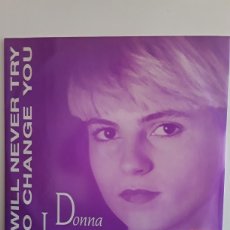 Discos de vinilo: DONNA LUNA ‎– I WILL NEVER TRY TO CHANGE YOU. Lote 342730908