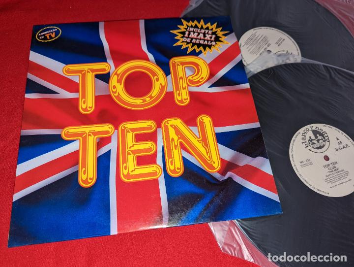Discos de vinilo: TOP TEN CLUB LP+MX 1989 Blanco y Negro ORELLANA+MIX MASTER+LOCOMIA+GRAND PIANO+LAMBADA