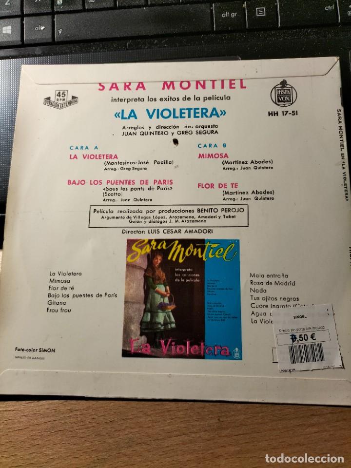 Discos de vinilo: RAR SINGLE 7. SARA MONTIEL. LA VIOLETERA - Foto 2
