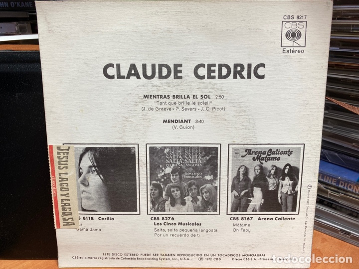 Discos de vinilo: Claude Cedric - Mientras brilla el sol (1972/ES) (7&rdquo;, Single) - Foto 2