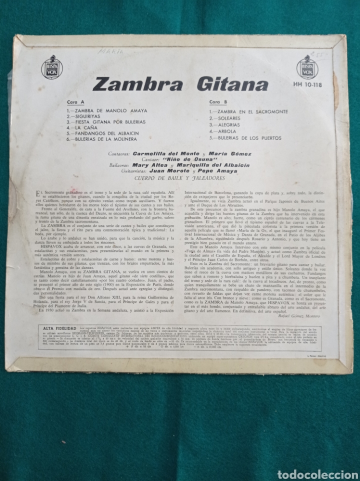 Discos de vinilo: DISCO VINILO LP , ZAMBRA GITANA , 1960 - Foto 2