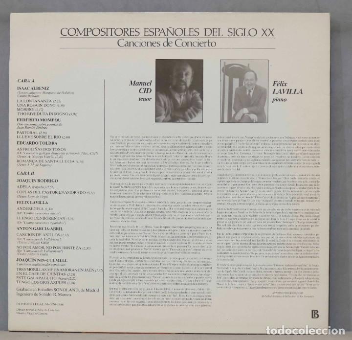 Discos de vinilo: LP. COMPOSITORES ESPA&Ntilde;OLES DEL SIGLO XX - Foto 2