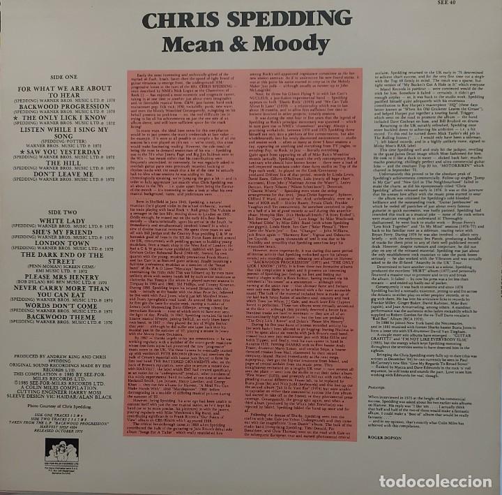 Discos de vinilo: CHRIS SPEDDING - MEAN & MOODY(1985) - Foto 2