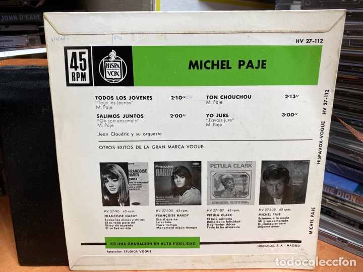 Discos de vinilo: Michel Paje - Todos Los Jovenes (7&rdquo;, EP) - Foto 2