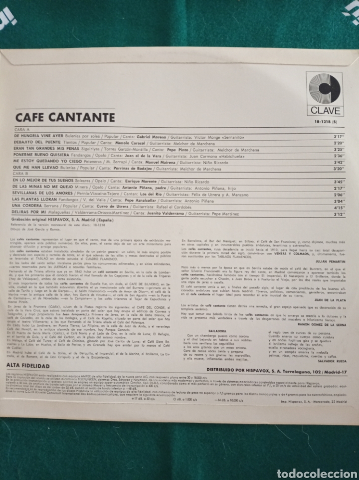 Discos de vinilo: DISCO VINILO LP , CAFE CANTANTE , 1971 - Foto 2