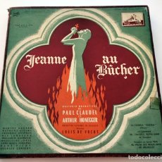 Discos de vinilo: ORATORIO DRAMÁTICO JEANNE AU BUCHER. PAUL CLAUDEL Y ARTHUR HONEGGER. COFRE 2 LPS. 1953.