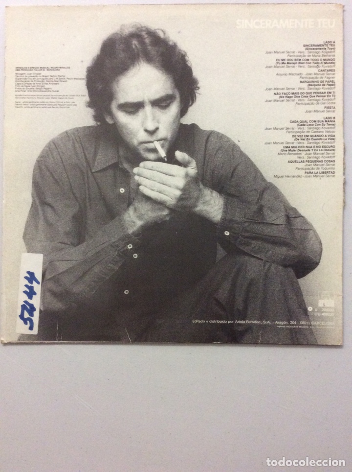 Discos de vinilo: Joan Manuel Serrat. Sinceramente teu. - Foto 2