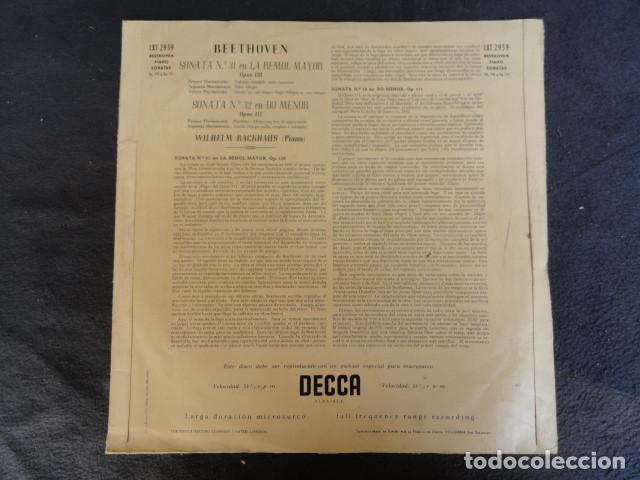 Discos de vinilo: DISCO - PIANOFORTE - BEETHOVEN - WILHEM BACKHAUS. DECCA. - Foto 3