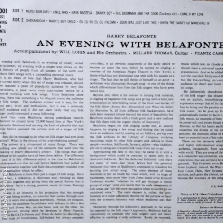 Discos de vinilo: AN EVENING WITH HARRY BELAFONTE - LP 1957 - Foto 2