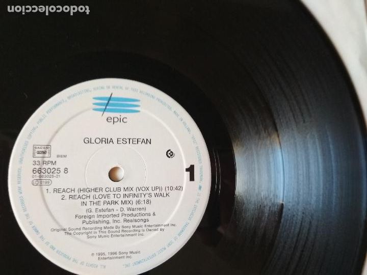 Discos de vinilo: Gloria Estefan &lrm;&ndash; Reach, sony 1996 - Foto 3