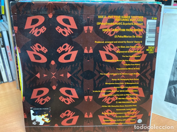 Discos de vinilo: D Mob - Put Your Hands Together (7&rdquo;, Single) Edici&oacute;n UK - Foto 2