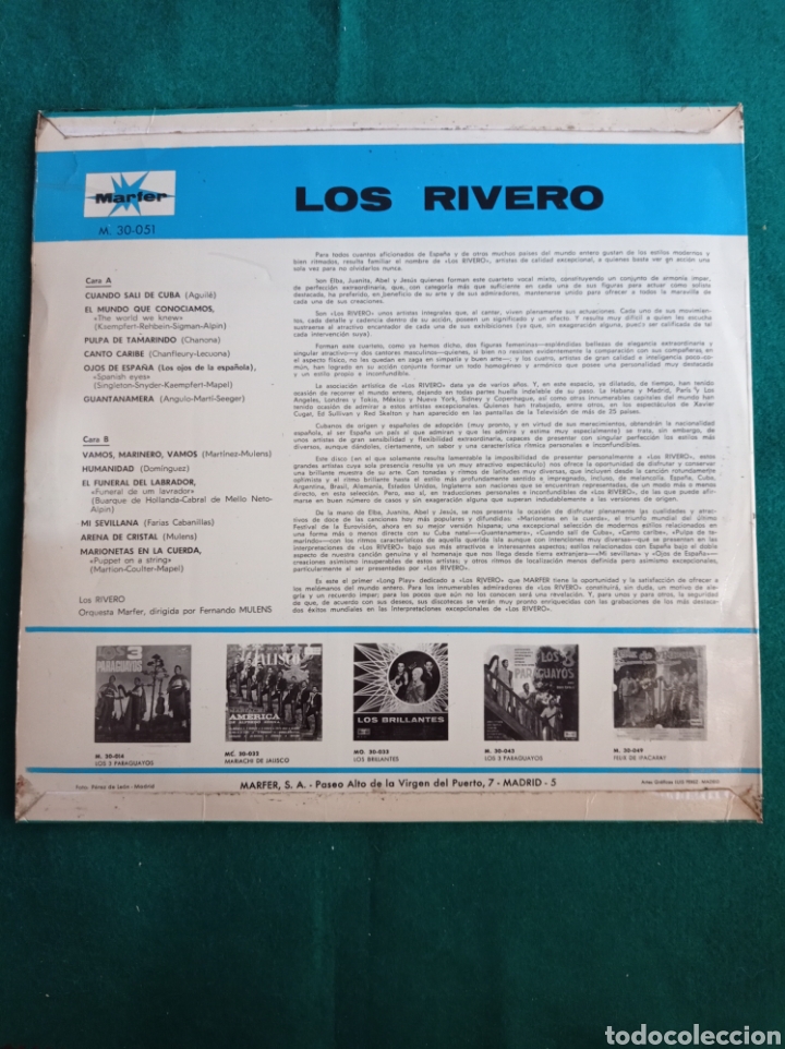 Discos de vinilo: LOS RIVEROS , DISCO VINILO LP A&Ntilde;O 1962 - Foto 2