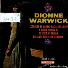 Discos de vinilo: DIONNE WARWICK / ¿ CONOCES EL CAMINO HACIA SAN JOSE ? + 3 (EP VERGARA 1968). Lote 345027863