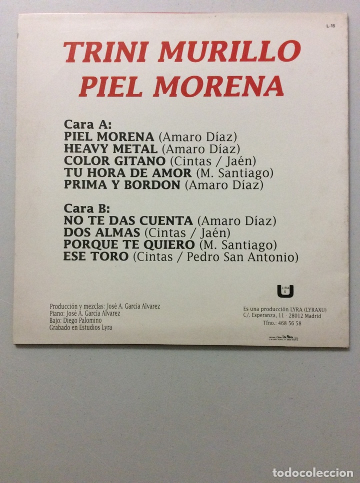Discos de vinilo: Trini Murillo. Piel morena. - Foto 2