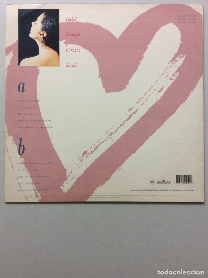 Discos de vinilo: Isabel Pantoja. Coraz&oacute;n herido. - Foto 2