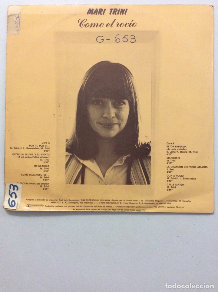 Discos de vinilo: Mari Trini. Como el roc&iacute;o. - Foto 2