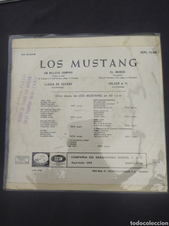 Discos de vinilo: EP Los Mustang - Foto 2