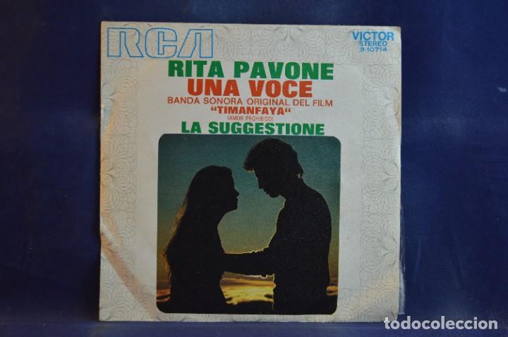 Discos de vinilo: RITA PAVONE - UNA VOCE / LA SUGGESTIONE - SINGLE - Foto 1
